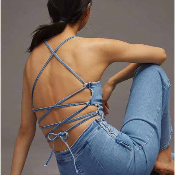 Good American Pants - Good American Vacay Palazzo Jumpsuit M/2